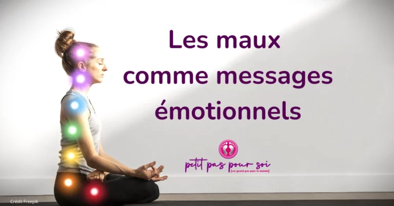 image femme qui médite, chakras colorés, les maux comme messages émotionnels