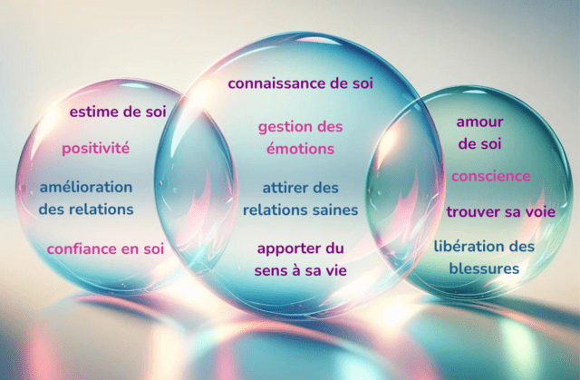 3 bulles colorées pour décrire les bienfaits du cursus